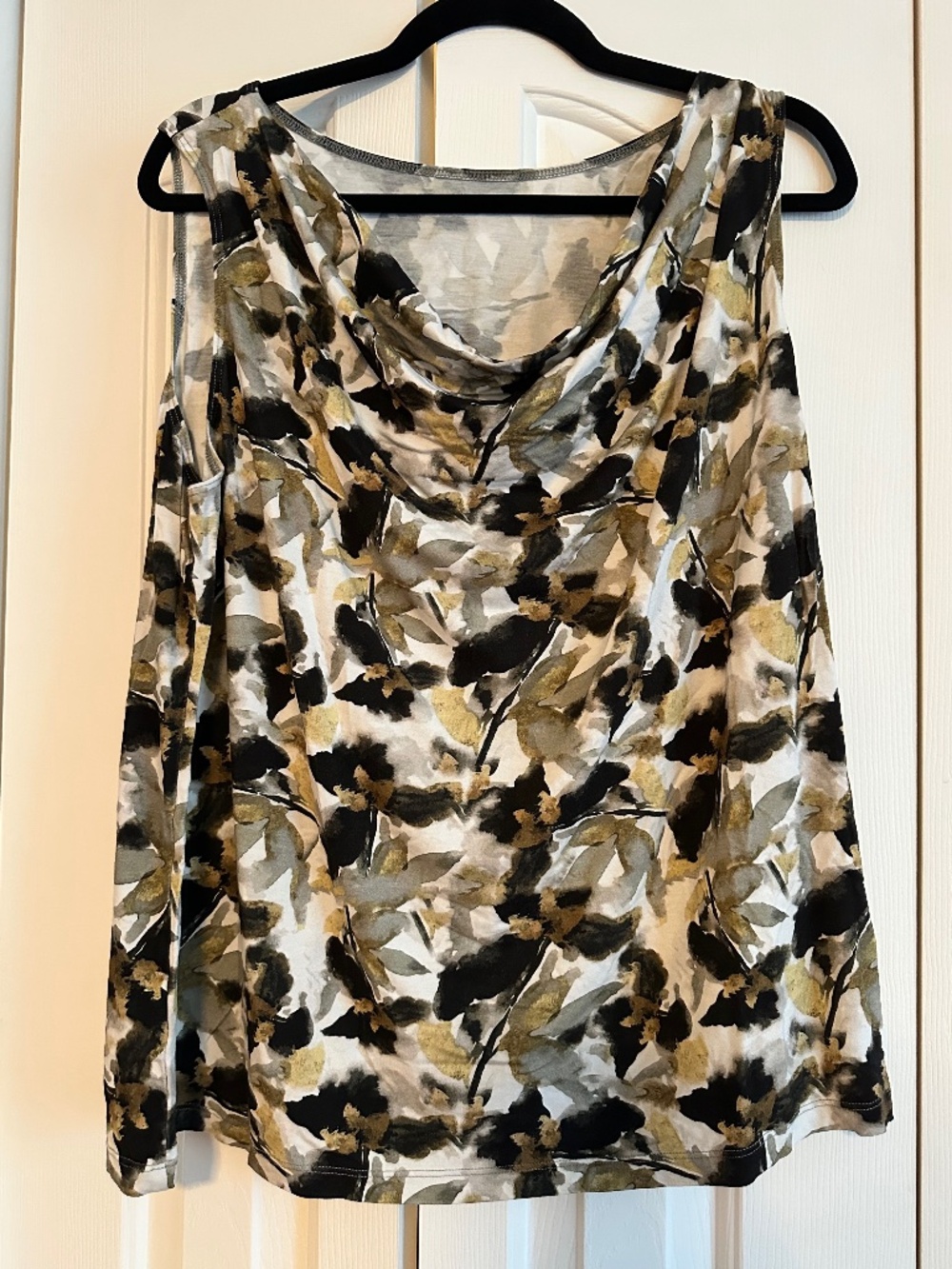 Miik Ada Reversible Draped Cowl Neck Tank — Gold Leaf — XL